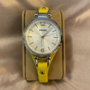 Yellow Leather Fossil Watch